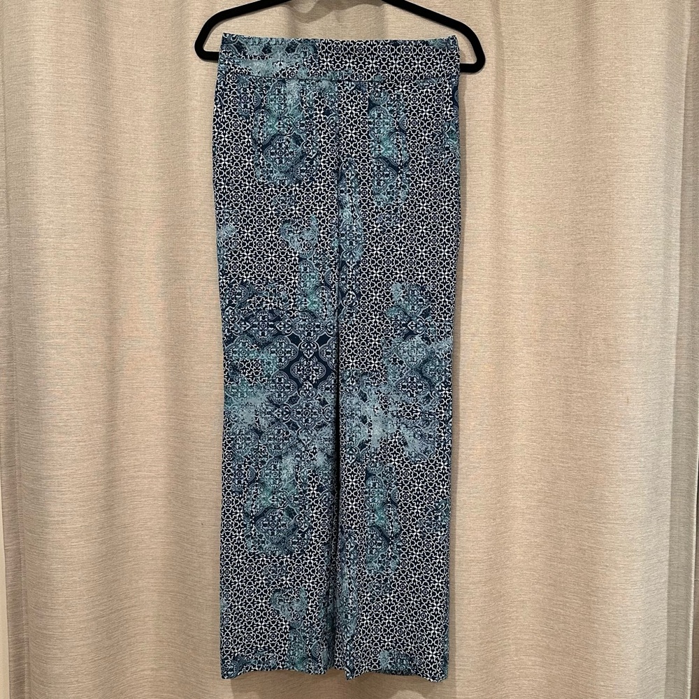 NWT Banana Republic Blue Patterned Wide-Leg Pants Size:2P